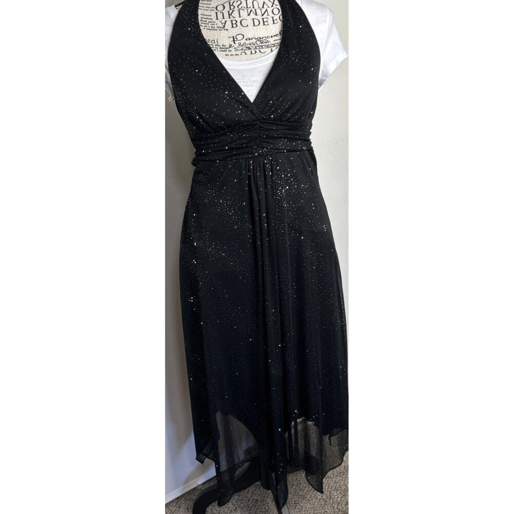Vintage Babydoll Dress Size Medium‎ Black Whimsigoth Y2K 90s Asymmetric Halter